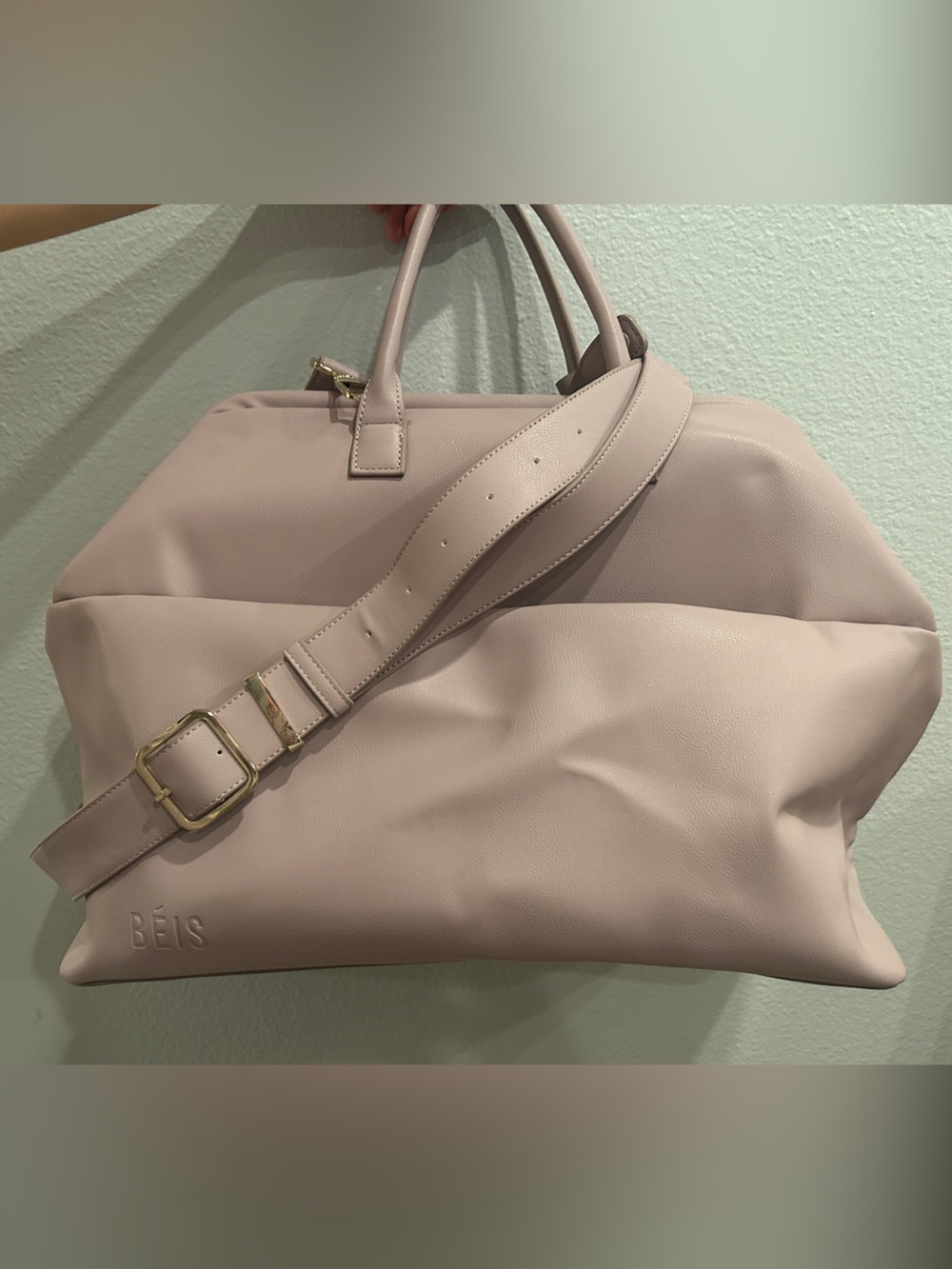 BEIS Blush Pink Leather Tote with Adjustable Strap